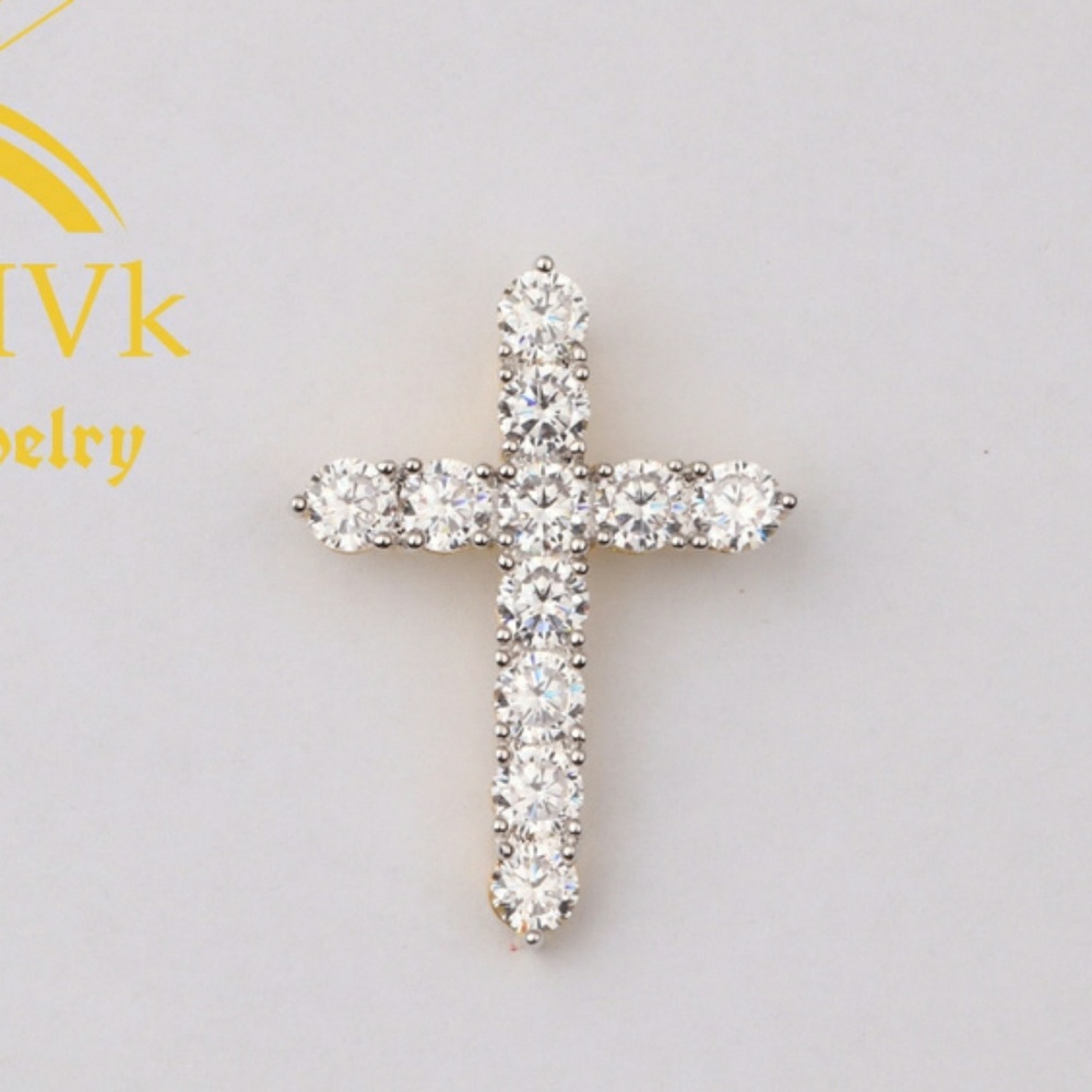Iced Out Custom Solitare Cross Pendant